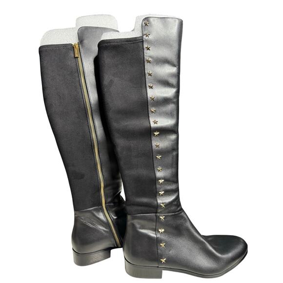 Women’s MICHAEL Michael Kors Black Zip Up Boots Sz 10 BROMLEY Flat Boot NWT - Picture 2 of 7